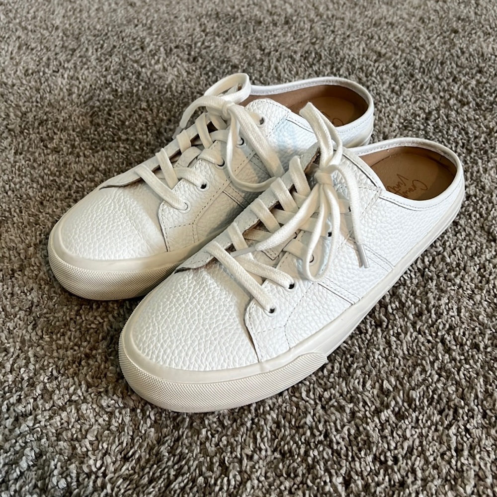 Slip on white leather sneakers